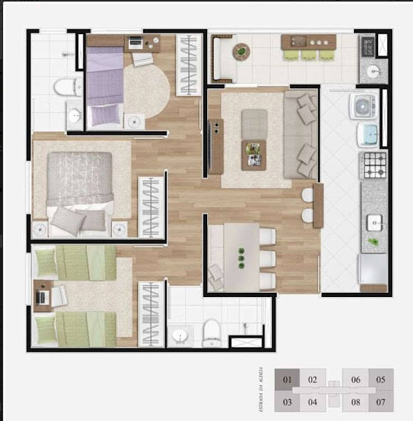 Apartamento, 3 quartos, 60 m² - Foto 46